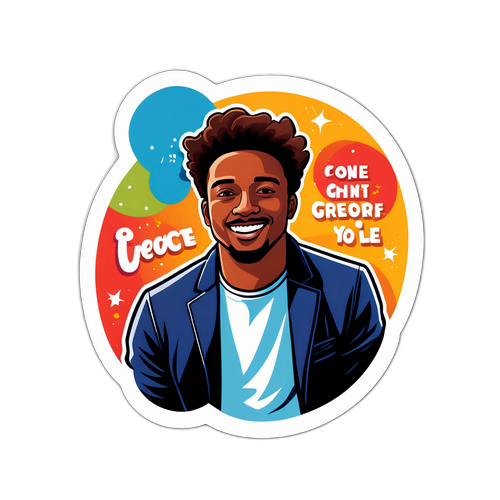 Confident Alex Freeman Sticker with Motivational Quote