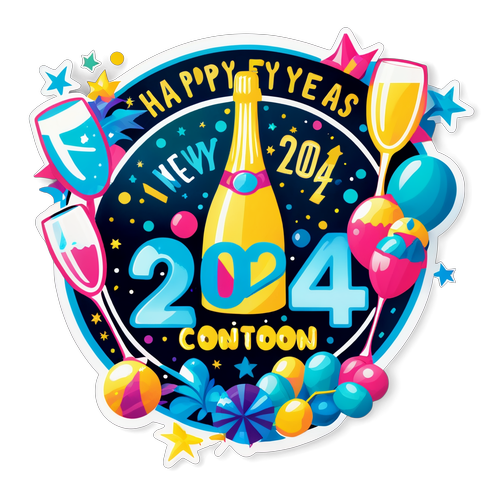 Stiker Tahun Baru 2024 yang Meriah