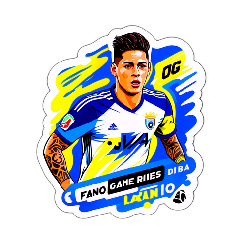 Retrato de James Rodríguez en acción