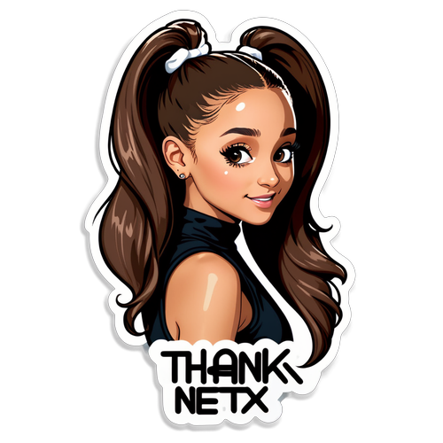 Sticker Bergaya Ariana Grande dengan Teks 'Thank U, Next'