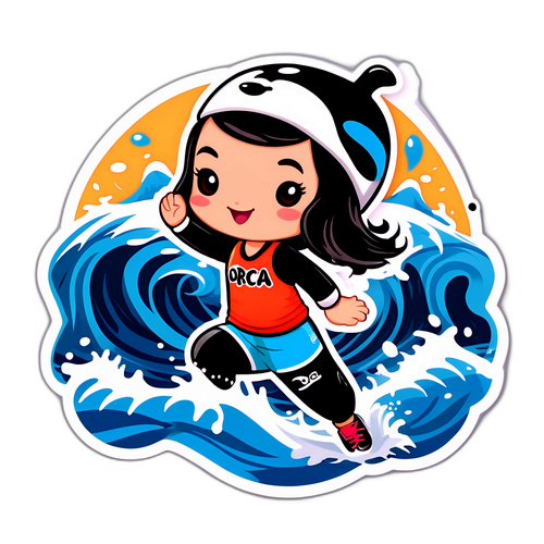 Stiker Jessica Orca Meluncur di Ombak