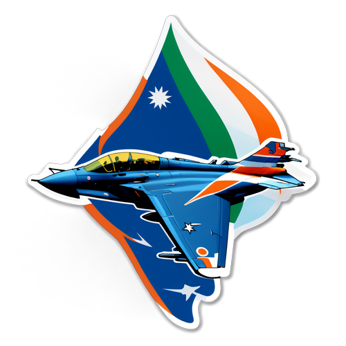 Stiker Siluet Jet Rafale dengan Bendera India