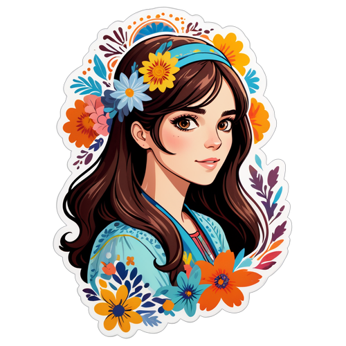 Autocollant de Charlotte Cardin avec des motifs floraux