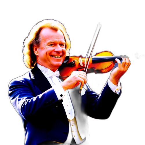 Andre Rieu cântând la vioară pe o scenă în aer liber