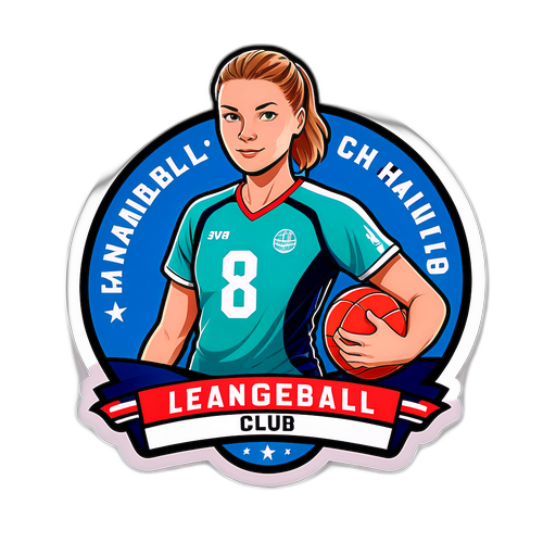 En snygg klistermärke av Anna Lagerquist i handbollsklubbens färger