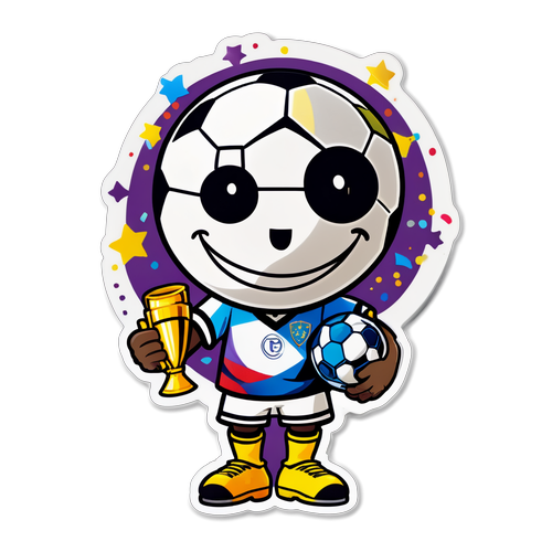 Masayang Sticker ng Isang Animated na Bola ng Futbol para sa Europa League
