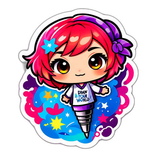 Sticker chibi với bút vẽ