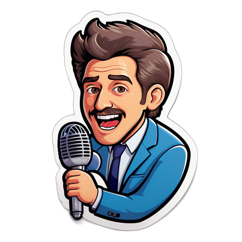 Grappige sticker van Aaron Blommaert met een microfoon