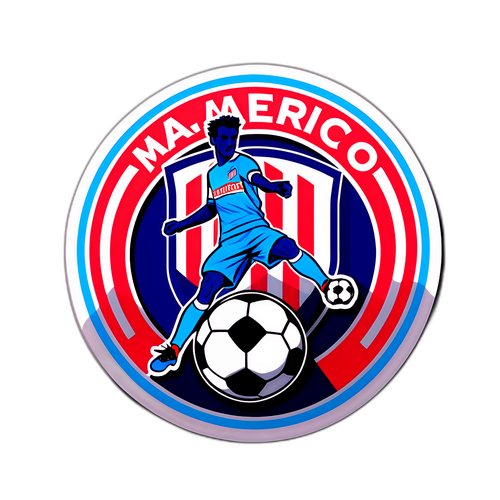 다이나믹 축구 장면과 아틀레티코 마드리드 로고가 포함된 스티커 디자인