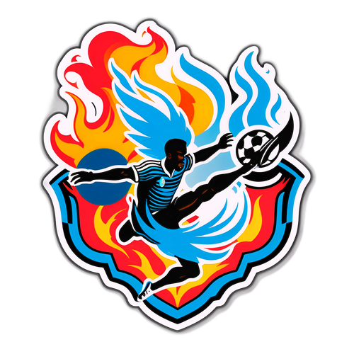 Elegantní nálepka pro Marseille vs Newcastle s logy týmů a stylizovanými olympijskými plameny