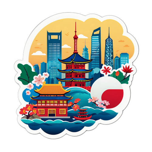 上海外灘與日圓的可愛結合