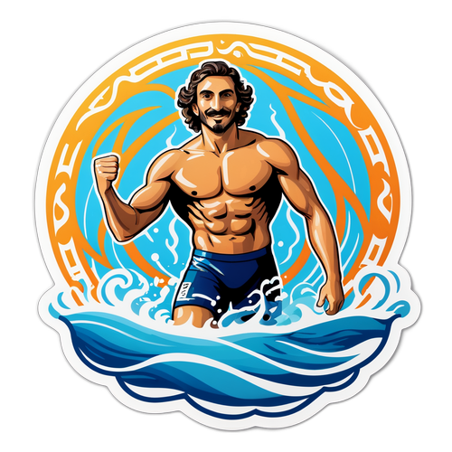 Ritratto artistico di Filippo Magnini in posa di nuoto