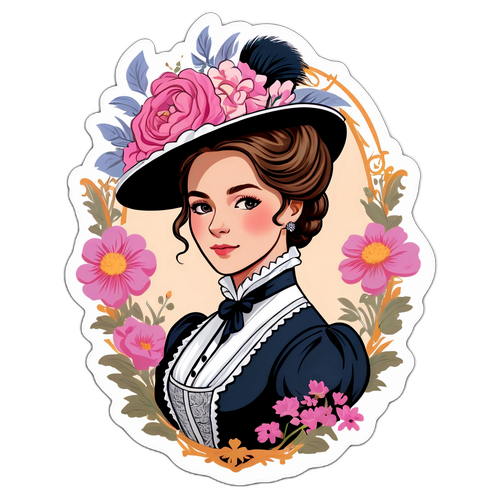 Elegancka kobieta w wiktoriańskim stroju