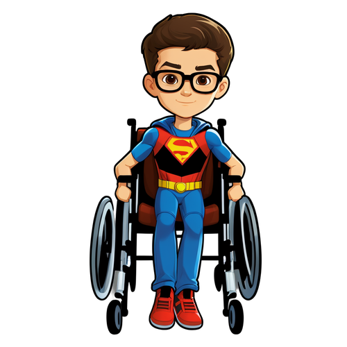 Superhero Brown Teenage Boy in Wheelchair