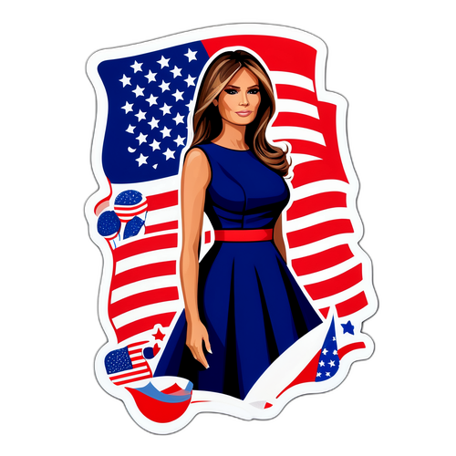 Une illustration de Melania Trump en robe élégante