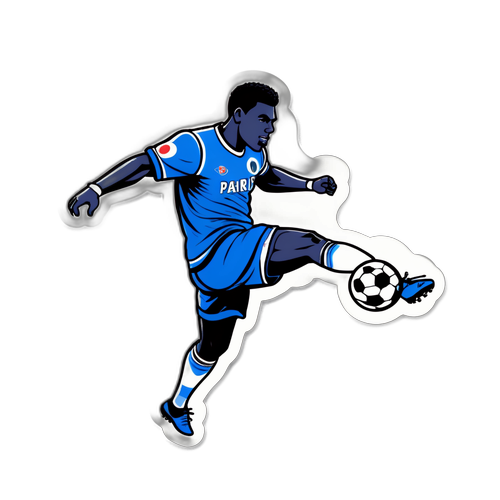 สติกเกอร์นักฟุตบอลปารีสที่กระโดดเตะบอล