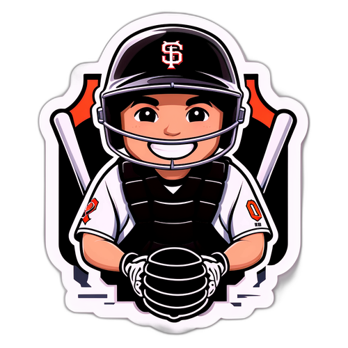 Cute Cartoon-Style Catcher Sticker