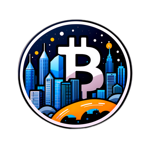 Bitcoin-tarra modernilla kaupunkimaisemilla