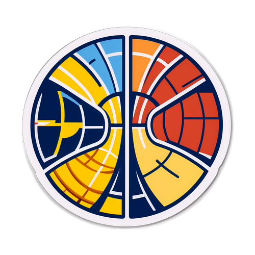 Illustrasyon ng Patag ng Basketbol ng Pacers at Nuggets