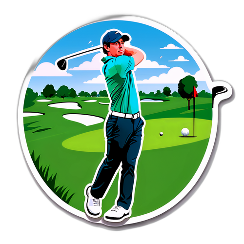 Lukisan Rory McIlroy dalam Aksi Golf