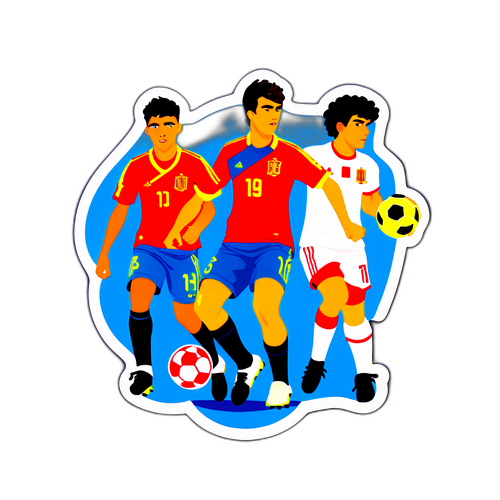 Sticker cu echipele naționale U19 ale Spaniei și Olandei