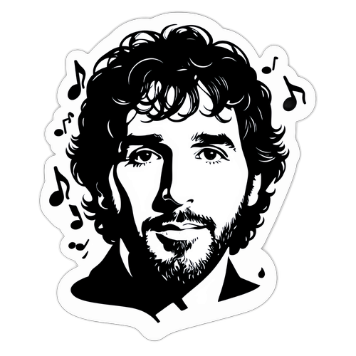 Josh Groban Porträt mit musikalischen Noten und Herz