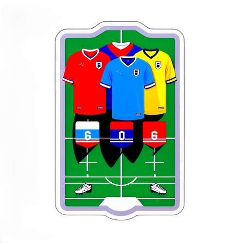 Sticker Garis Luar Padang Bola dengan Jersi Pasukan