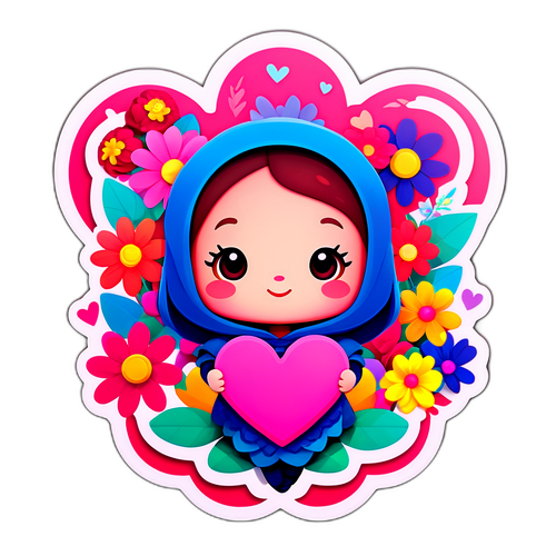 Valentine's Day Hjertekarakter med Blomster