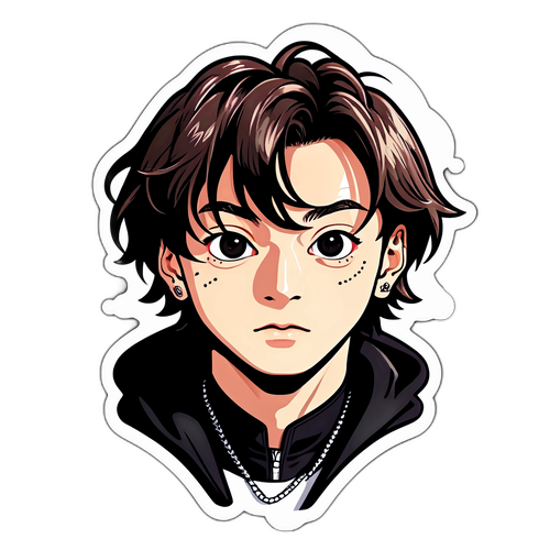 Stiker Jungkook dengan Gaya Ikonik