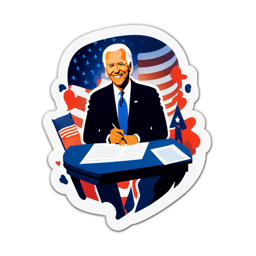 Nálepka s různými momenty z Bidenova funkčního období