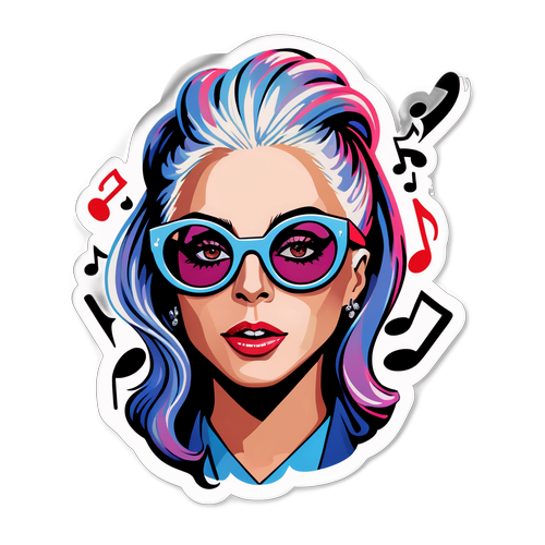 Modern Tasarımlı Lady Gaga Gözlükleri ve Nota Stickeri