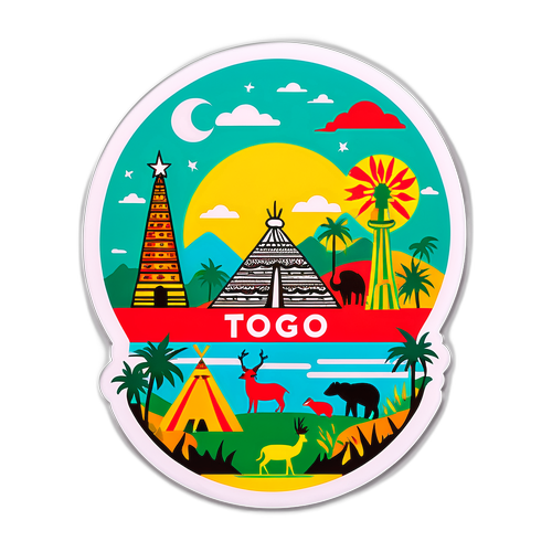 Autocollant représentant les paysages et la culture du Togo