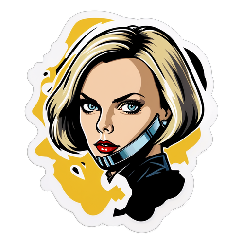 Adesivo Edgy di Charlize Theron in una Scena d'Azione