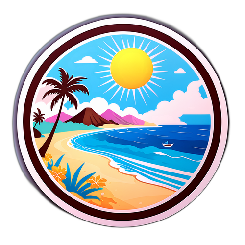 Pastel Sticker z Pięknymi Plażami w Samoa