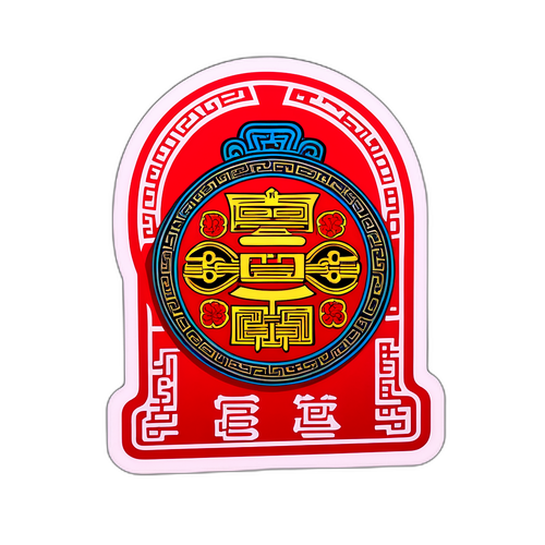 复古风格的战国漆器图案贴纸