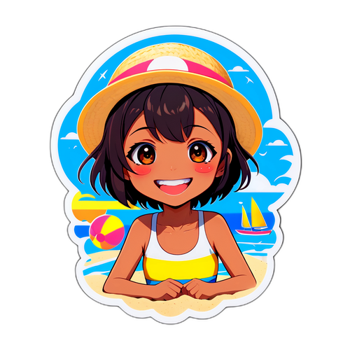 ビーチでリラックスするユノ・オハラの明るい笑顔