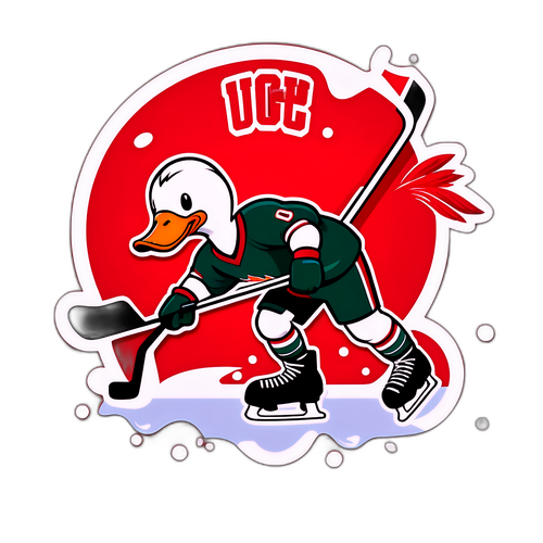 Duck Skating on Ice Illustration