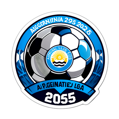 Diseño de balón de fútbol con fecha de la Liga Argentina 2025