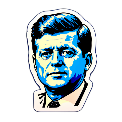 Sticker com retrato estilizado de John Kennedy