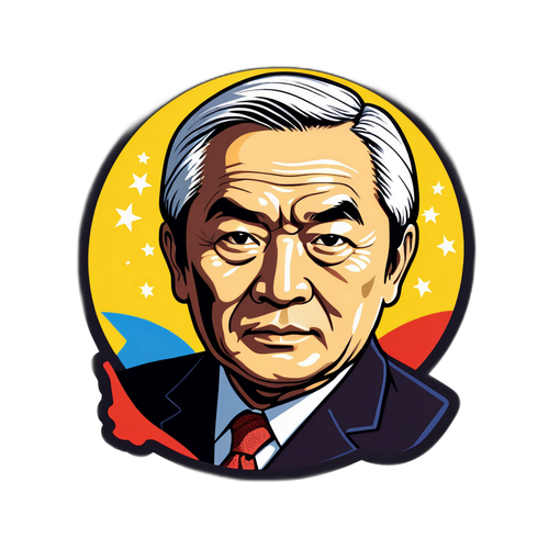 復興の政治家、藤田の力強いイラスト