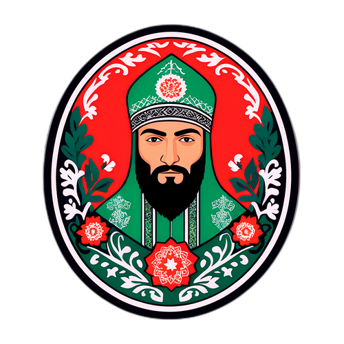 Наклейка з оригінальним графічним дизайном, натхнена чеченською культурою та традиціями