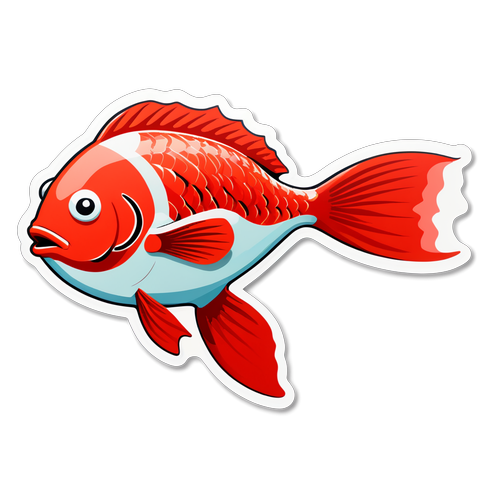 Vibrant Red Fish Sticker