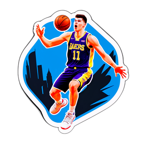 Sticker ni Ivica Zubac na Tumatalon na may Pagnanasa para sa Tagumpay sa Basketbol
