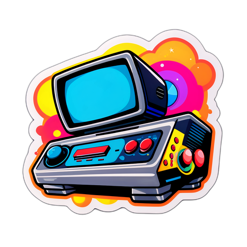 विंटेज गेमिंग स्टीम मशीन स्टिकर