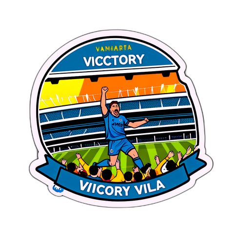 創作狼隊與阿斯頓維拉比賽的勝利時刻的貼紙