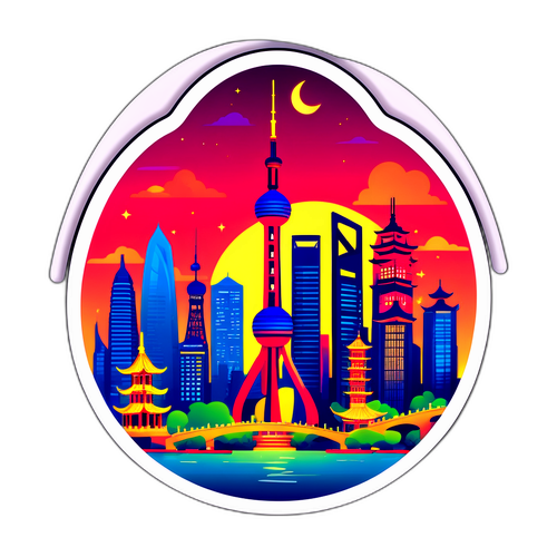 Shanghai Skyline Med Neonljus
