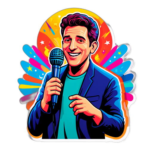 מדבקה של אלי וינשטין עם מיקרופון