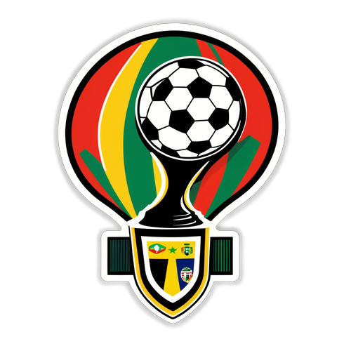 Adesivo do jogo Atlético-MG x Maringá, troféus e bolas de futebol nas cores dos times brasileiros