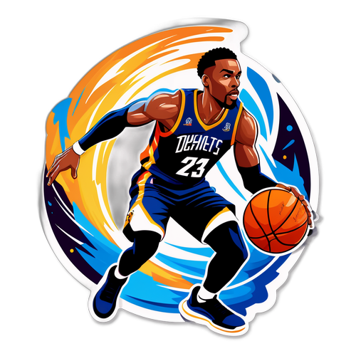 Un design dynamique avec Stephon Castle dribblant un basketball