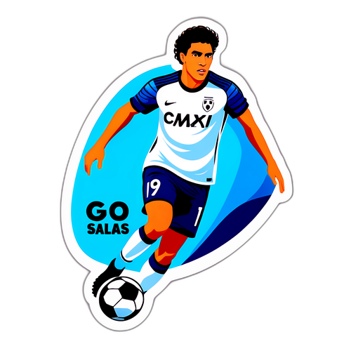 Ilustración de futbolista Maxi Salas en acción
